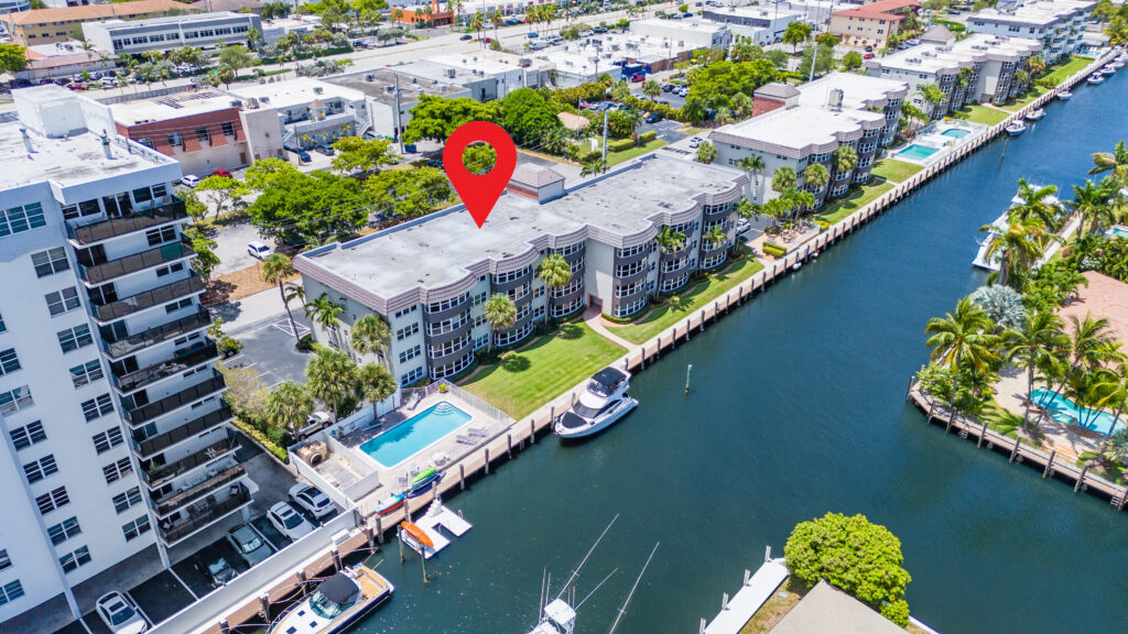 Drone view - East building canal side