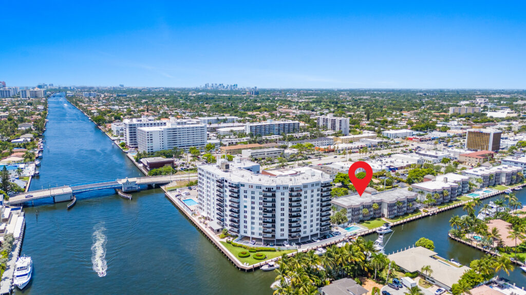 Drone view - East building from intracoastal